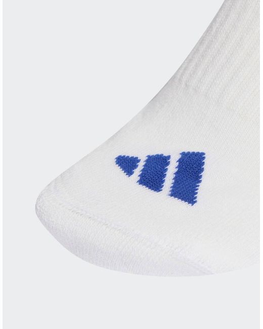 Adidas Originals Blue 3-Stripes Cushioned Sportswear Crew Socks 3 Pair Pack
