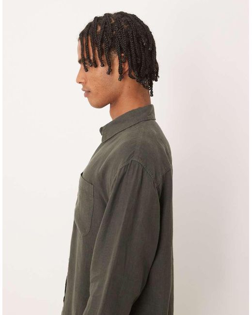 Abercrombie & Fitch Overhemd Van 100% Linnen Met Lange Mouwen in het Gray voor heren