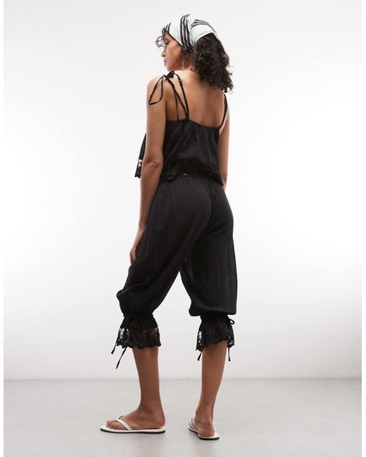 Collusion Black Lace Trim Oversized Beach Bloomer Co-ord