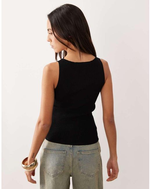 Gina Tricot Black Knitted Rib Singlet