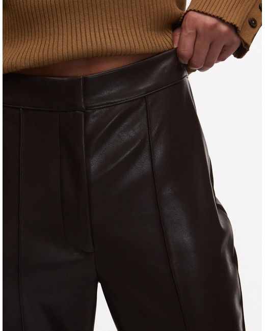 ASOS Natural Leather Look Slim Flare Trouser With Pintuck
