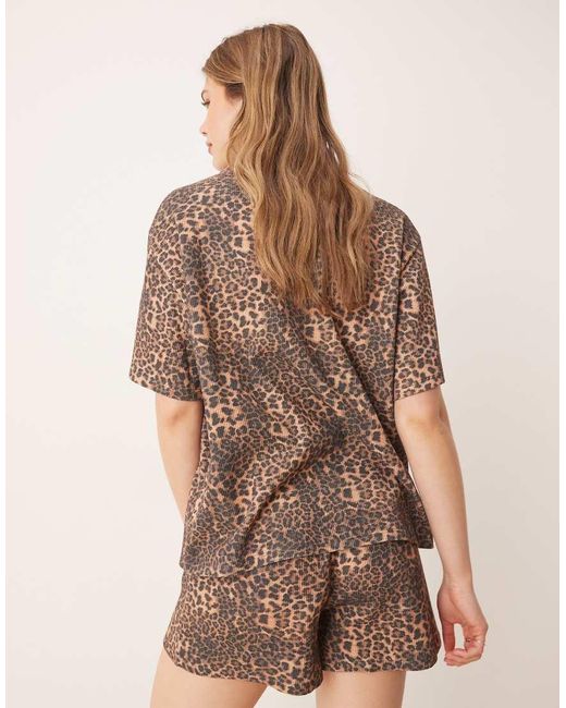 ASOS Brown Boxy Revere Waffle Shirt