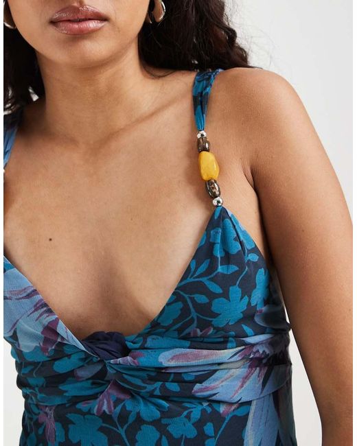 Free People Blue Heat Of The Moment Floral Mini Dress