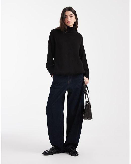 Miss Selfridge Black Roll Neck Split Hem Jumper