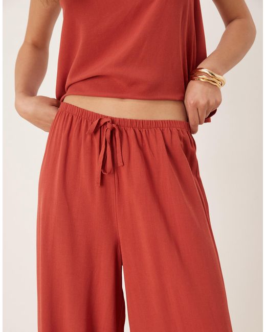 ASOS Red Linen Blend Pull On Trouser