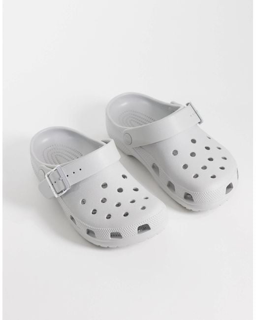 CROCSTM White Classic Metallic Buckle Clogs
