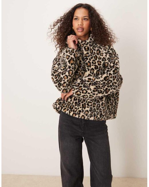 Felpa Oversize Leopardata di ASOS in Natural