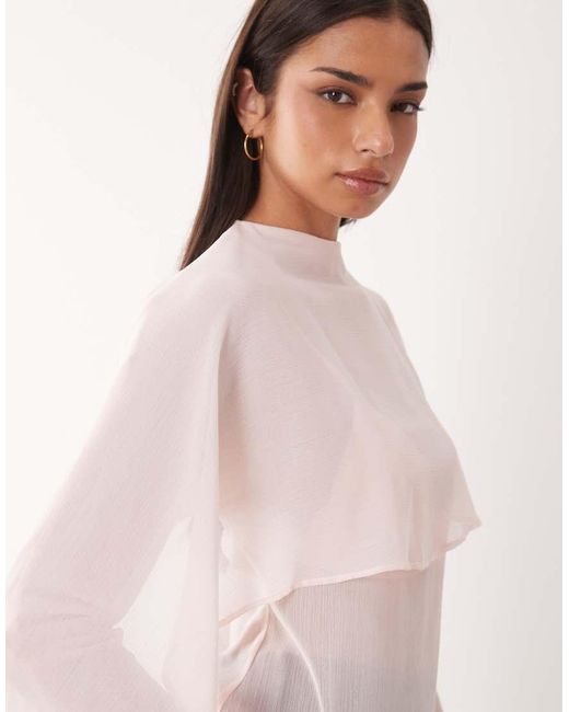 ASOS White Chiffon Scarf Detail Sheer Blouse