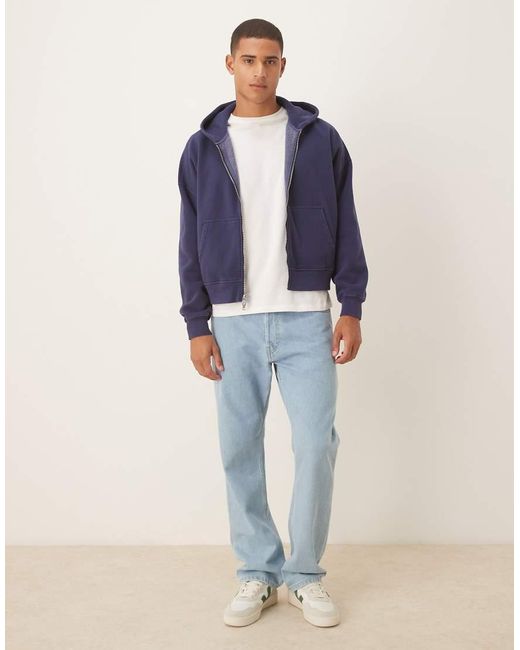 Abercrombie & Fitch Blue Cropped Zip Hoodie for men