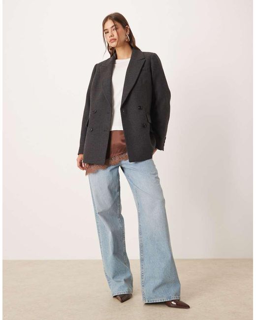 Nobody's Child Black Double Breasted Blazer Coat With Wool