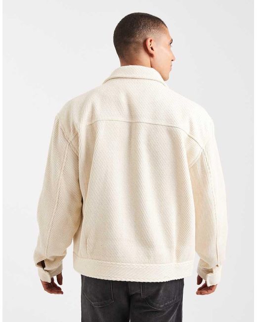 ASOS Harrington Jack Met Wollook in het Natural voor heren