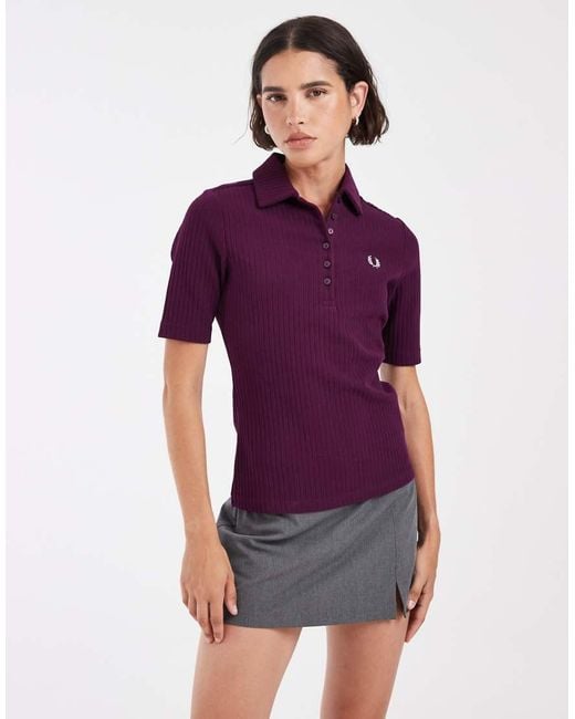Fred Perry Purple Wide Rib Polo Shirt