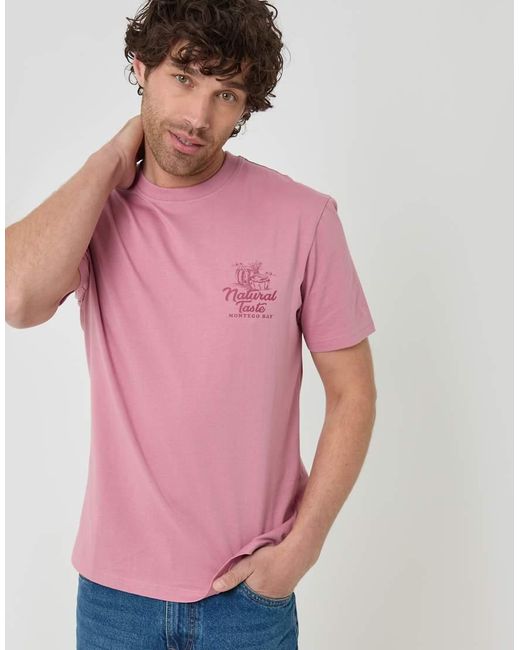 Threadbare Pink Relaxed Fit Graphic Cotton T-Shirt for men
