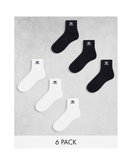 Adidas Originals White Trefoil 6-pack Quarter Socks for men