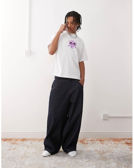 Great - t-shirt coupe carrée à imprimé graphique Weekday pour homme en coloris White