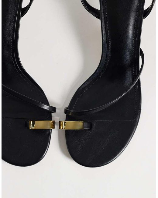 Mango White Faux Leather Strappy Heeled Sandals With Hardware Detail