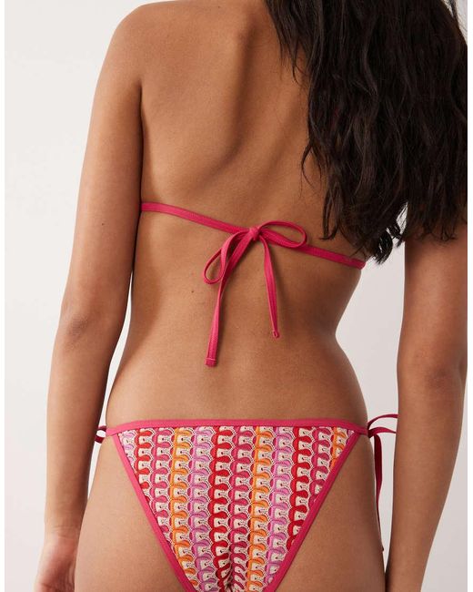 Accessorize Red Crochet Tieside Bikini Bottom