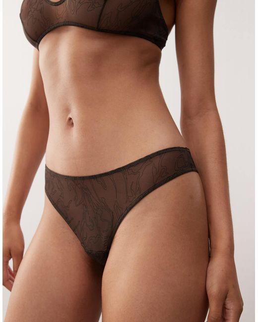 Weekday Natural Mesh Lace Thong 2-pack