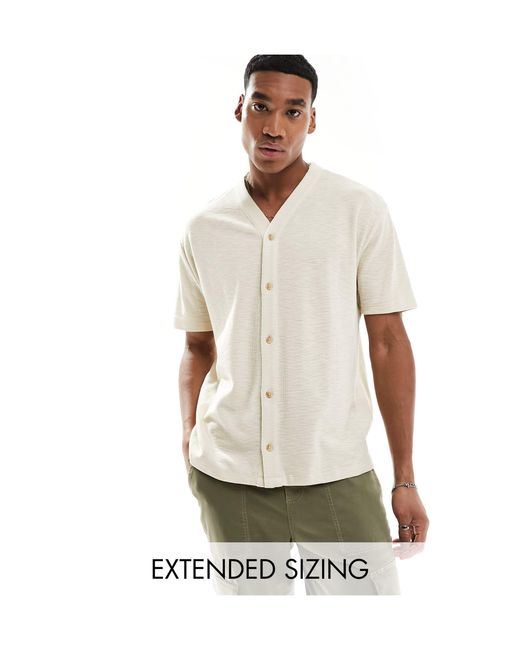ASOS – baseball-t-shirt mit waffelstruktur in White für Herren
