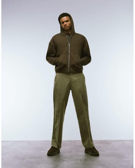 ASOS Green Smart Cotton Wide Leg Corduroy Pants for men