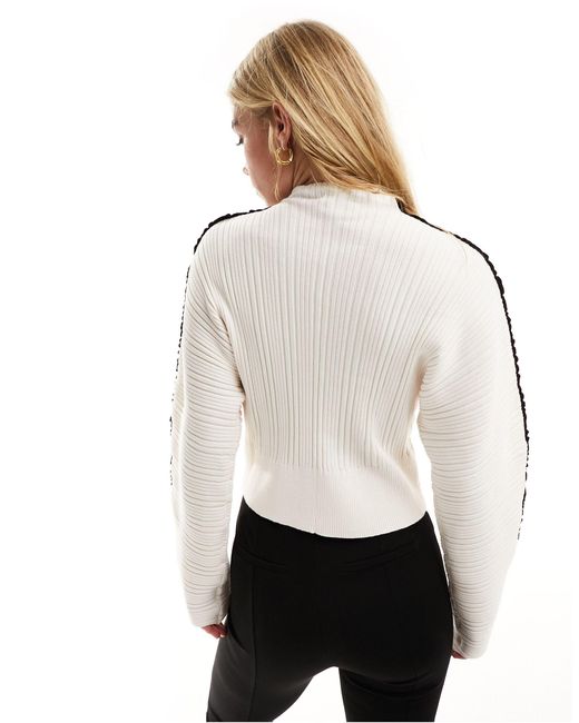 & Other Stories White Mono Colour Block Merino Wool And Cotton Blend Sweater