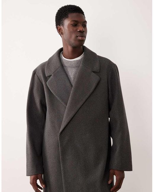 ASOS Black Wool Look Longline Coat for men