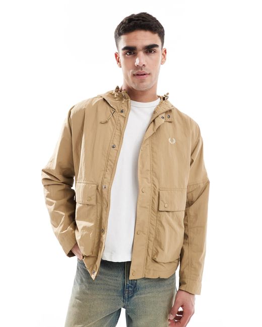 Fred Perry Cropped Fishing Parka Jacket in Natural for Men | Lyst