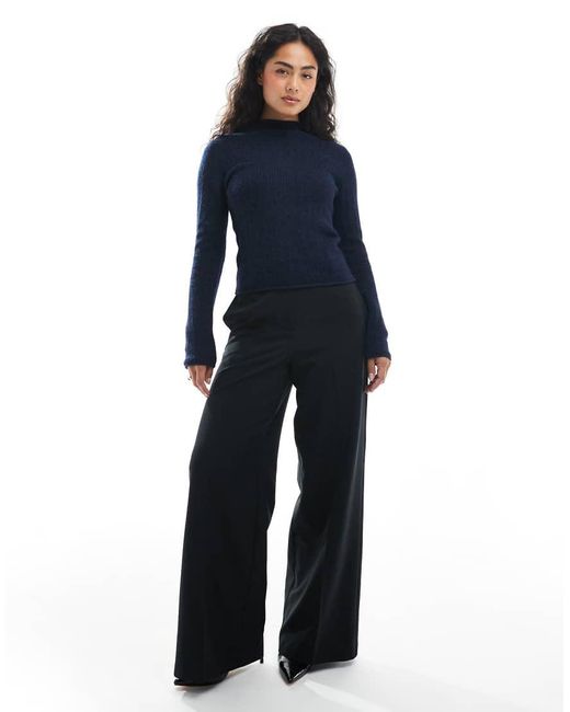 ASOS Blue Knitted Relaxed Funnel Neck Top