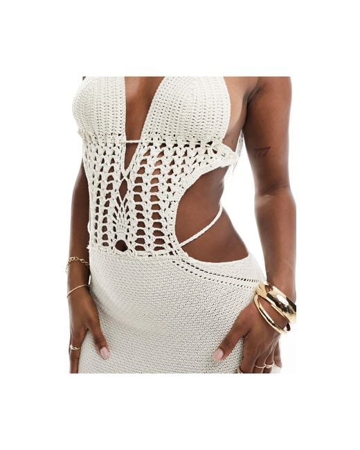 SIMMI White Simmi Crochet Cut Out Detail Backless Maxi Beach Dress