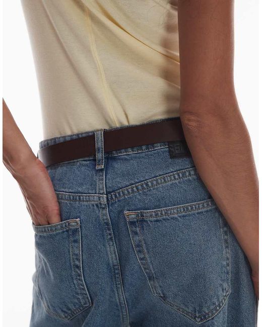 Levi's Blue Rectangle Buckle Leather Belt