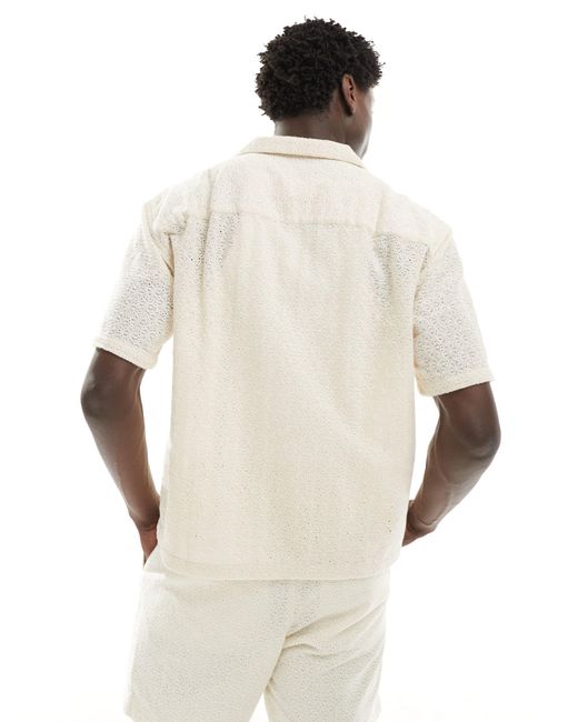 Camicia oversize a maniche corte taglio corto di Abercrombie & Fitch in Natural da Uomo