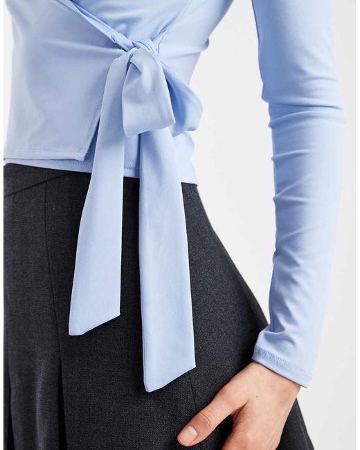 Miss Selfridge White Long Sleeve Wrap Top