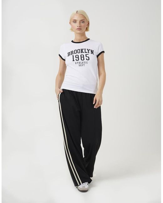 Brave Soul White Contrast Trim Graphic Slim Fit T-Shirt