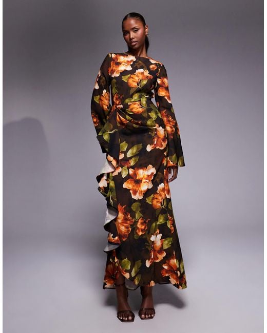 ASOS Women's Long Sleeve Maxi Dress With Ruffle Skirt - www.desnorhaar.be