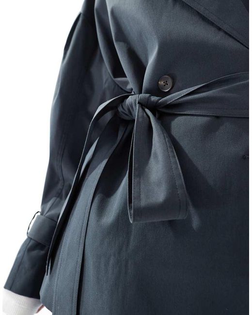 ASOS Blue Short Trench Coat With Belt