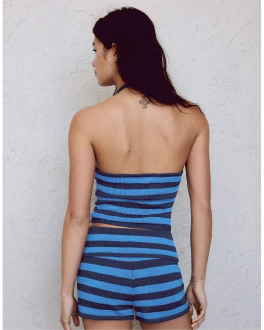 Bershka Blue Halter Knit Top