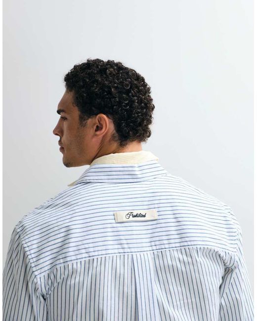 Prohibited White Dugout Long Sleeve Stripe Shirt for men