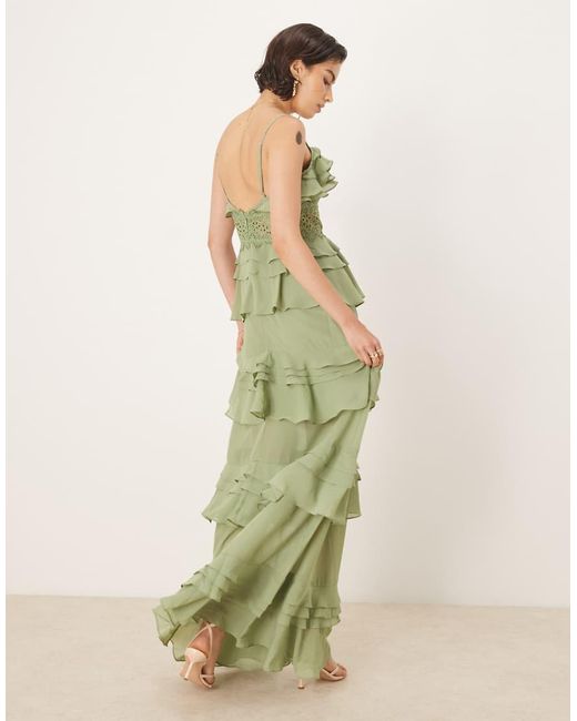 True Decadence Green V Neck Maxi Dresses