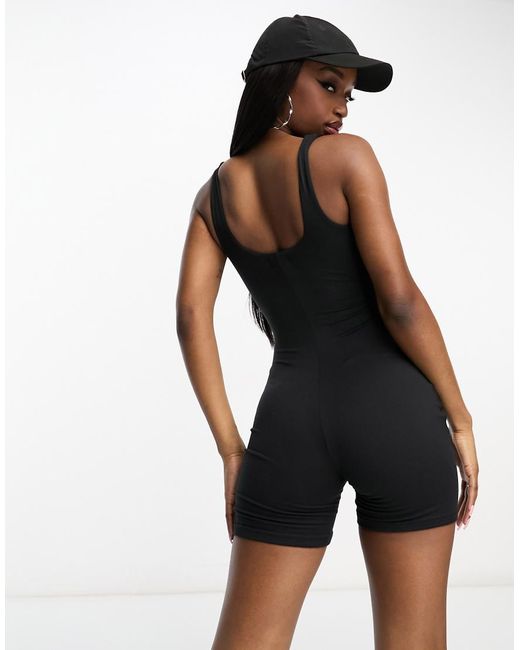 ASOS Black Strappy Soft Touch Unitard Playsuit