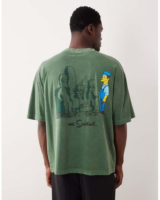 T-Shirt Oversize Con Stampa Dei Simpson di ASOS in Green da Uomo