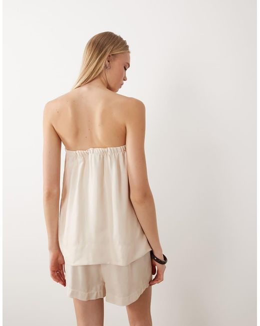 ASOS Natural Satin Ruched Bandeau Top
