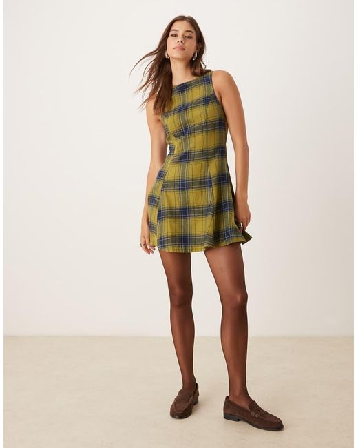 ASOS Green Sleeveless Mini Dress With Box Pleats