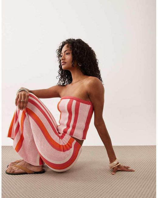 ASOS Red Stripe Knit Maxi Skirt Set