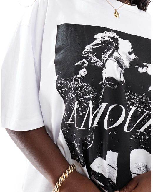 ASOS White Asos Design Curve Oversized T-shirt With Amour Magazine Photographic