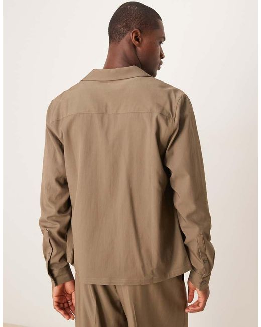 Camicia Squadrata Marrone Con Rever di ASOS in Natural da Uomo