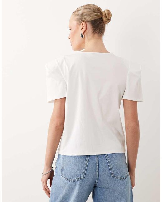 ASOS White Crochet Embellished Flower T-shirt