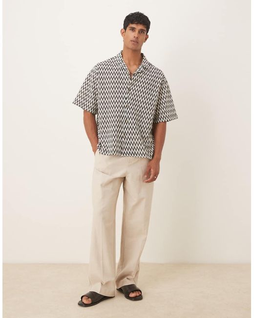 ASOS Recht Oversized Gehaakt Overhemd Met Reverskraag in het Gray voor heren