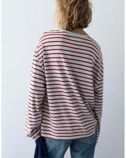 Pull&Bear Multicolor Striped Long Sleeve T-shirt