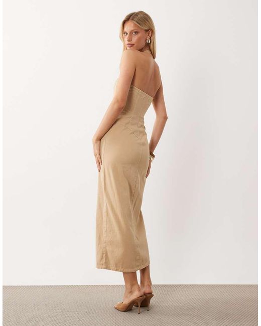 ASOS Natural Zip Front Denim Maxi Dress