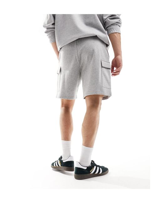Pantalones cortos cargo gris jaspeado New Look de hombre de color White